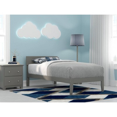 Twin Gray Solid Wood Panel Headboard Bed Frame