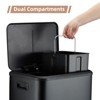 8 Gallon Dual Compartment Trash Can with Inner Buckets, Stainless Steel Garbage Can, Soft Close Lid - 2 of 4