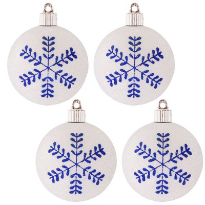 Christmas By Krebs 4ct Blue And White Leafy Flake Shatterproof ...