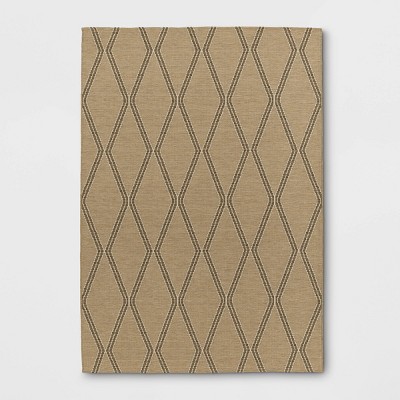 Jute Diamond Tapestry Rectangular Woven Outdoor Area Rug Taupe - Threshold™