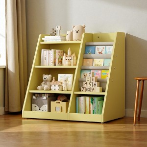 Mshliw Wooden Toy Storage Organizer Cabinet, Kids 4-Tier Sling Bookshelf and Book Rack for Toddler Nursery, Playroom, or Classroom - 1 of 4