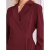 INSPIRE CHIC Women's Notch Lapel Wrap Neck Long Sleeve A-Line Midi Pleated Dress - 4 of 4