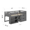 TiramisuBest Fabiana Gray Finish Twin Loft Bed W/Storage - Gray Synthetic Design - 3 of 4