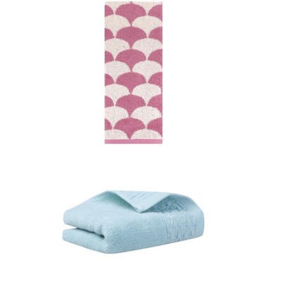 REGALWOVEN Cotton Geometric Absorbent Soft Decorative Hand Towel for Bathroom Hand Face Gym Spa 14" x 30"/13" x 29" 2 Pcs