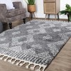 Modern Diamond Shag Polypropylene Indoor Area Rug or Runner with Fringe by Blue Nile Mills - 2 of 4