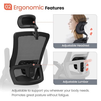 Black High Back Mesh Executive Swivel Office Chair with Adjustable Arms