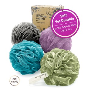 Spongentle Loofah Bath Sponge, Exfoliating Scrubber for Bath & Shower, Ideal for Women & Men, 60g/70g - 1 of 4