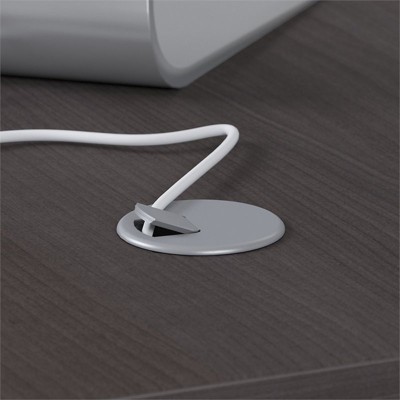 Transitional Storm Gray 72W Home Office Desk with Filing Cabinet