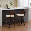 Okak Mid Century Modern Swivel Bar Stools Set of 2/3, Faux Leather Counter Height Chairs with Curved Back&Bentwood Frame for Kitchen Island, Beige - 3 of 4