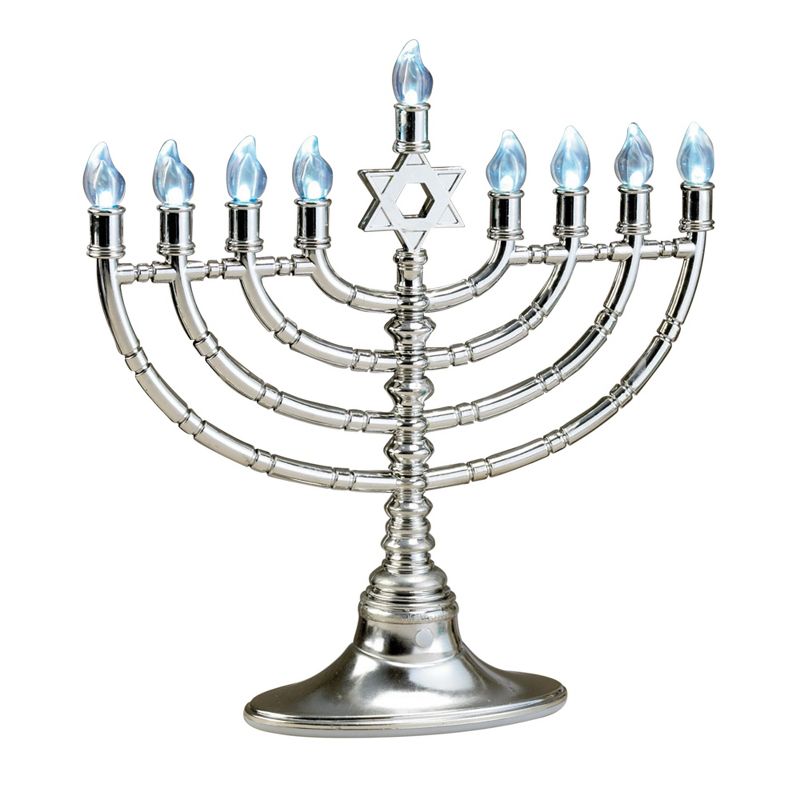Rite Lite 11.5" Traditional Style LED Electric Hanukkah Menorah - Silver, 1 of 6