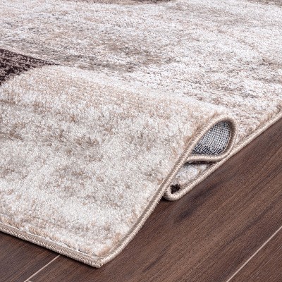 Modern Geometric Brown Synthetic 5' x 7' Area Rug