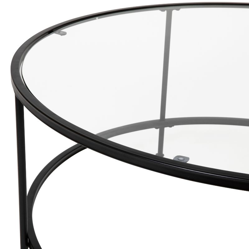 Emma and Oliver Glass Living Room Coffee Table with Round Metal Frame, 5 of 10