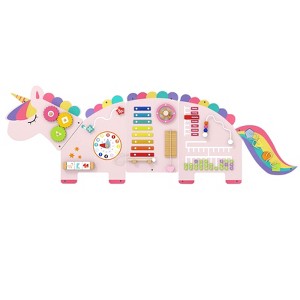 Costway 11-in-1 Unicorn Activity Wall Busy Board Panels for Education Early Development White/Pink - 1 of 1