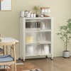 Tangkula 4-Tier Kitchen Bakers Rack Microwave Stand w/ Flip Doors Universal Wheels White - 4 of 4