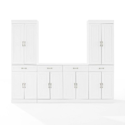 White 3-Piece Traditional Sideboard and Pantry Set with Adjustable Shelves