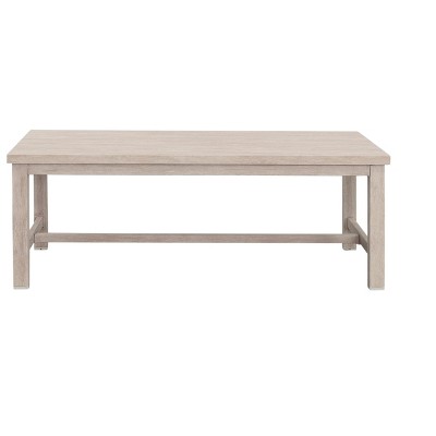 Vynxaria Patio Coffee Tables - Whitewashed Birch Look, Durable Aluminum Table with Dual Stretchers