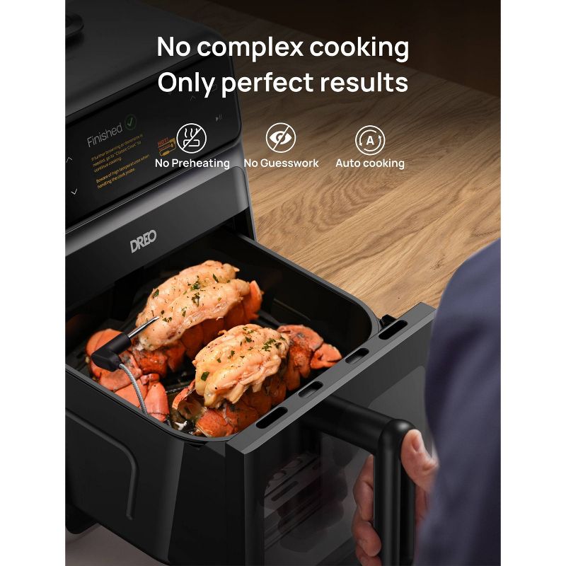 Dreo 6qt Smart Air Fryer Cooker Chefmaker with 3 professional modes Cook probe Water Atomizer, 3 of 9