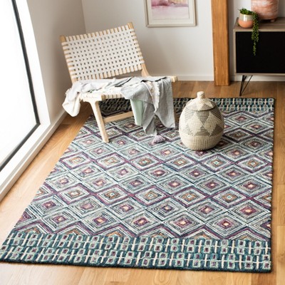 Handmade Geometric Red Wool Tufted Rectangular Rug - 3' x 5'