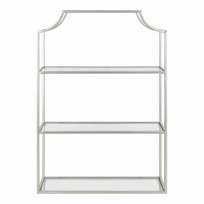 Silver Scalloped 4-Tier Glass Wall Shelf