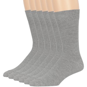 Men Dress Solid Socks Cotton - 6 Pack - Casual, Crew, Lightweight, Business - Shoe 9-12 L, 12-15 XL - Black, Brown, Beige| 7BIGSTARS KINGDOM - 1 of 4