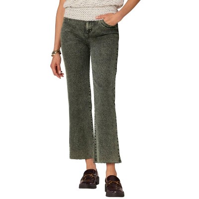 Women's Skyrise Frayed Hem Barely Boot Jeans with V-Yoke - Democracy