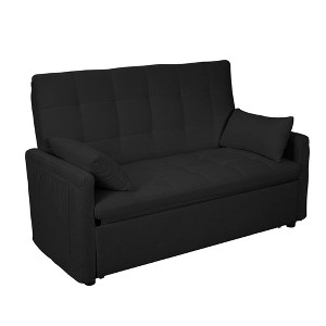 Modern 61" Large-Size Fabric Sofa Bed with Adjustable Backrest, Storage Pockets, Reinforced Iron Frame, Ideal for Bedroom, Apartment, Dorm - 1 of 4