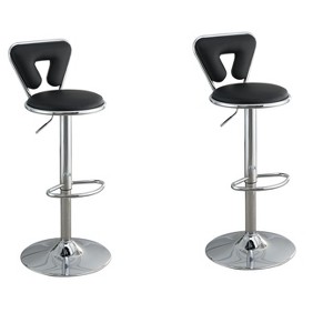 Sapphtopaz Modern Bar Stools Set of 2 PU Upholstered Counter Height Barstools with Chrome Base Adjustable Height Barstools for Kitchen Island - 1 of 4