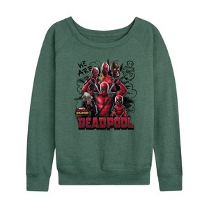Women's - Marvel - We Are Deadpool Doodles Lightweight French Terry Wide Neck Long Sleeve Shirt - 1 of 4
