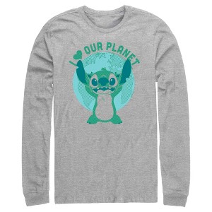 Men's Lilo & Stitch I Heart Our Planet Long Sleeve Shirt - 1 of 4