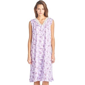 Casual Nights Women's Sleeveless Floral Lace and Ribbon Nightgown - 1 of 4