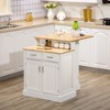 HOMCOM Kitchen Island with Storage Cabinet and 2-Level Rubber Wood Tabletop, Island Table with Adjustable Shelves and Drawers, White - image 3 of 4