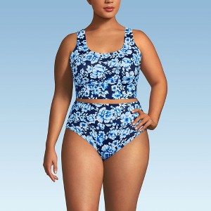 Lands' End Women's Tugless Tankini Top and High Waisted Bottom Swimsuit Set - 1 of 3