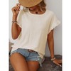 Womens Tops Summer Round Neck Short Sleeve Hollow T Shirt Blouse - 4 of 4