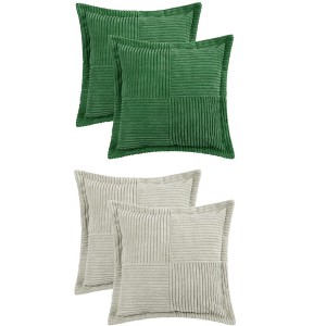 Unique Bargains 4 Pcs Solid Wide Bordered Corduroy Striped Throw Pillow Covers for Home Decorations - 1 of 4