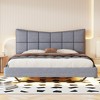 Full Size Linen Fabric Upholstered Platform Bed with LED Lights, USB Ports and Outlet 4L - ModernLuxe - 2 of 4