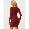 Allegra K Women's V Neck Sparkle Glitter Zip Long Sleeve Bodycon Club Mini Dress - image 4 of 4