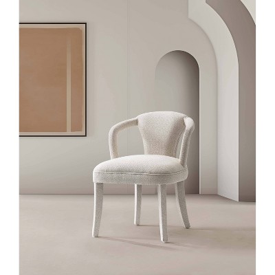 Manhattan Comfort Palmer Modern Tweed Upholstered Dining Armchair Ivory