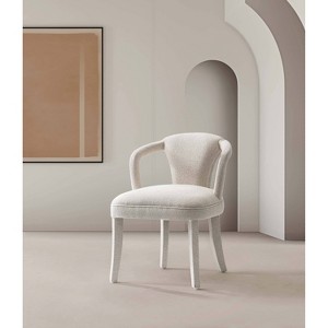 Manhattan Comfort Palmer Modern Tweed Upholstered Dining Armchair Ivory - 1 of 4