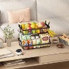 2-Tier Fruit Basket with Side Hooks, Removable Metal Storage Basket Stand with Wooden Handle, Black - 4 of 4