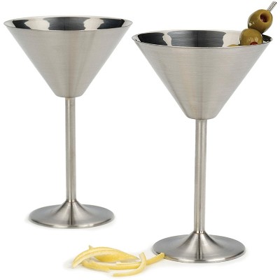 RSVP International Stainless Steel 6 Ounce Martini Glass, Set of 2