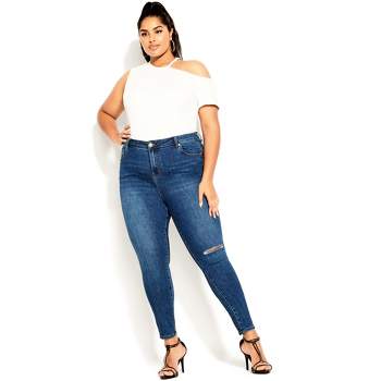 Women's Plus Size Asha Spirit Crop Jean - mid denim | CITY CHIC