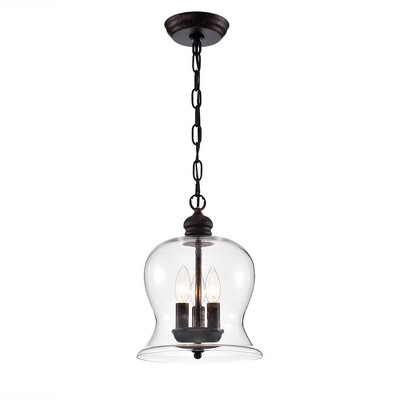 12" x 17" x 12" 3-Light Madigan Pendant Brown - Warehouse Of Tiffany: ETL Listed, Adjustable Height