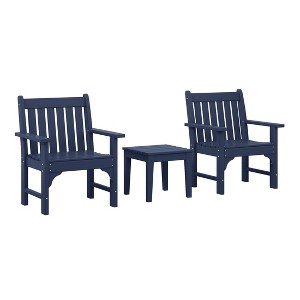WestinTrends Malibu Outdoor Patio 3-Piece HDPE Adirondack Garden Chairs with Square Adirondack Side Table Set - 1 of 4