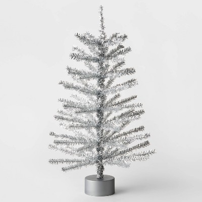24" Unlit Tinsel Mini Artificial Christmas Tree Silver - Wondershop™