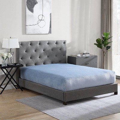 Blue Fog Full Flannel Plush Fitted Sheet