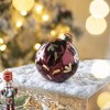 TopComfy Decorative Object Glass Christmas Ball Ornaments Elegant Glitter Design for Holiday Tree Decor, Red, 4.7"*4.7"*4.7" - 3 of 4