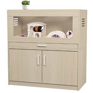 Gulches Natural Wood Hamster Cage with Storage Cabinet and Clear Acrylic Panels Large Size - 1 of 4