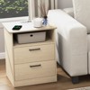 CIPACHO Natural Wooden Night Stand with Charger Station USB-C AC Ports 2 Drawers Open Storage - 3 of 4