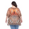 Plus Size Short Caftan with Tie-up Neckline - One Size Fits Most Plus - White Mark - 3 of 4