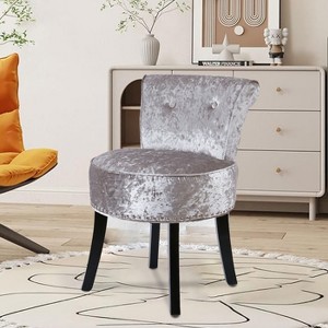 Luxury Velvet Makeup Side Desk Chair Vanity Stool Dressing Table Seat w Backrest - 1 of 4